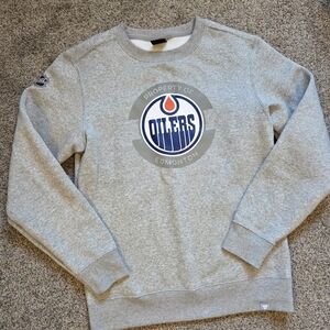 Fanatics Gray Edmonton Oilers Crewneck Sweater